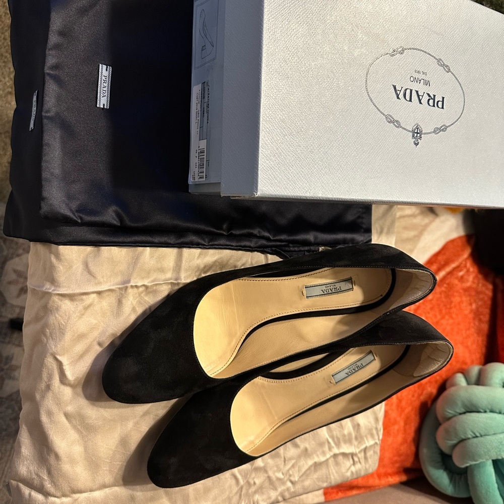 Prada Black Suede Heels size 42 or US size 12